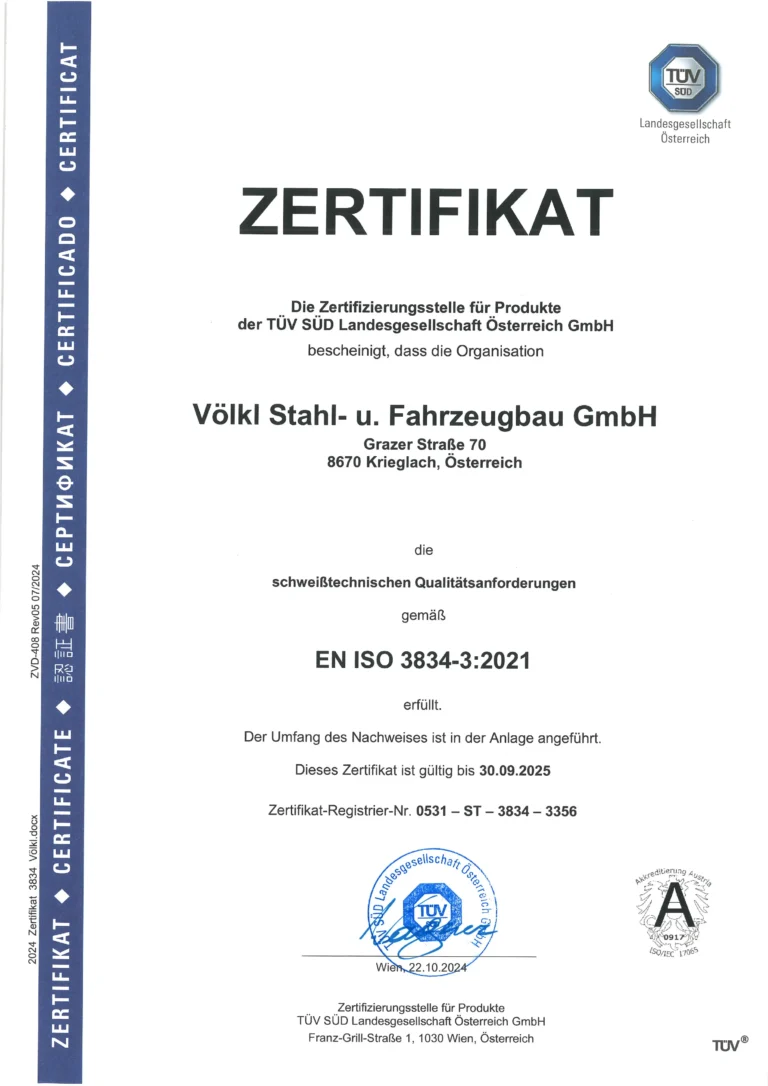 Zertifikat ISO 3834
